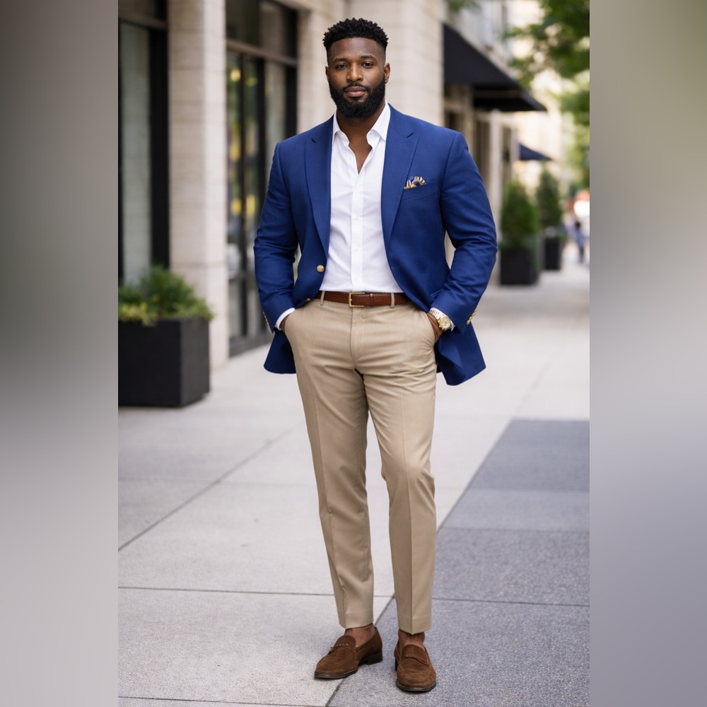 Vintage Christian Dior Monsieur Blazer Navy Wool Gold Crest Designer Menswear